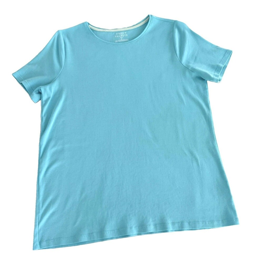 The Talbots Tee Size 1X Turquoise Blue Short Sleeve Pima Cotton T-Shirt 14W-16W
